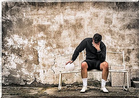 broken man on the bench and guilt