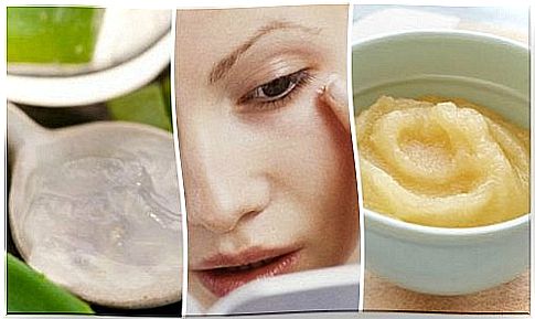 Homemade apple, grape and aloe mask for wrinkles