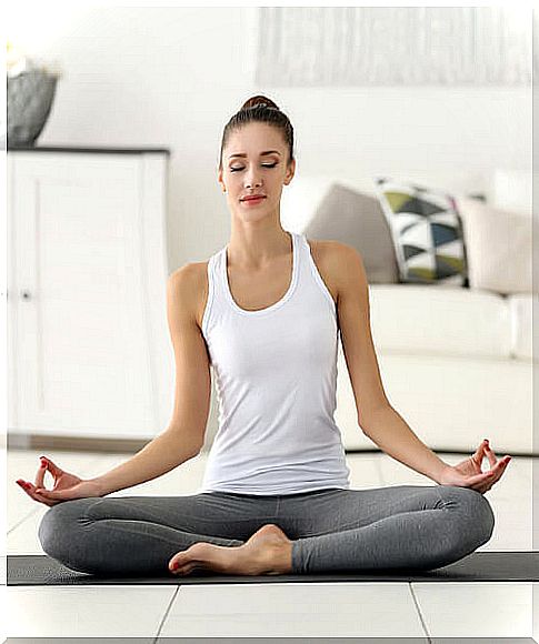 Woman practicing yoga