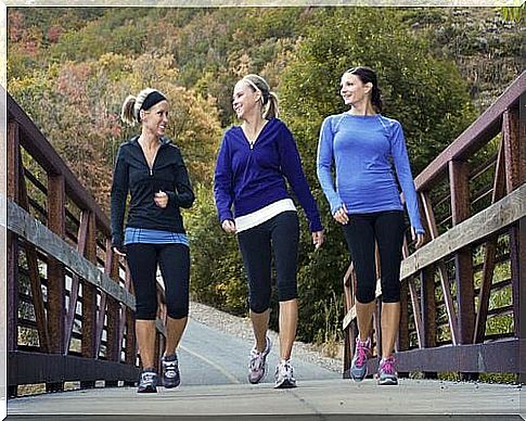 Three women on a walk