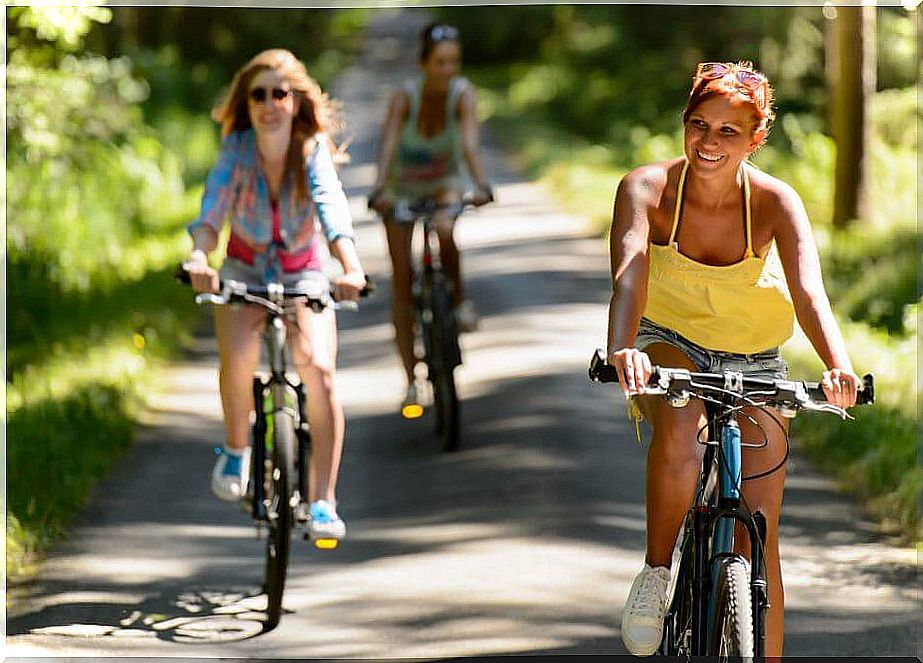 women on bicycles