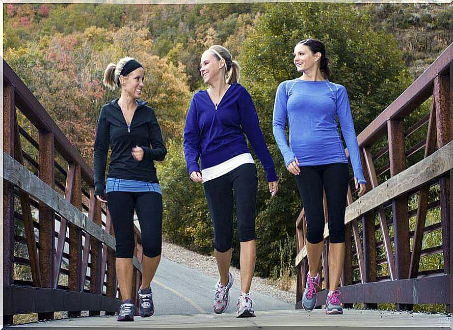 Three women walking